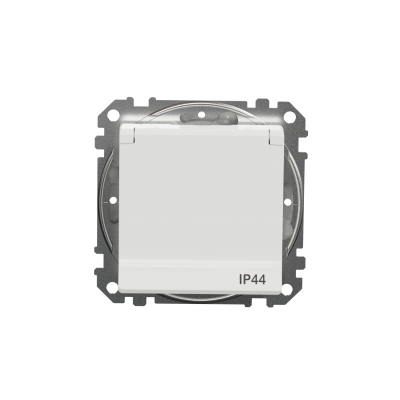 Sedna Design & Elements Gniazdo pojedyncze z uziemieniem z przesłonami zaciski bezgwintowe IP44 białe SDD211014 SCHNEIDER (SDD211014)
